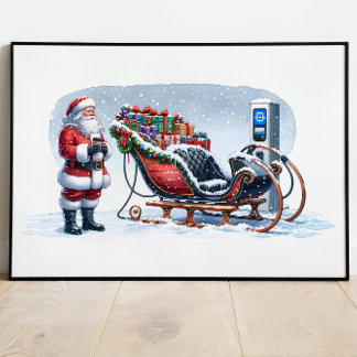 Póster Santa Claus Electric Sleigh EV