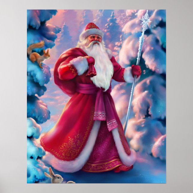 Póster Santa Claus en el bosque (Frente)
