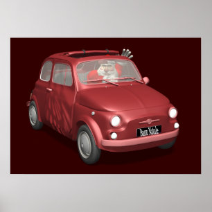Póster Santa Claus En Fiat 500