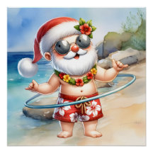 Santa Claus en la playa para Navidades en julio