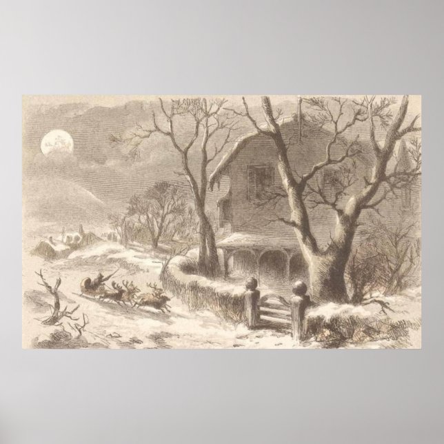 Póster Santa Claus en la víspera de los Navidades (Frente)