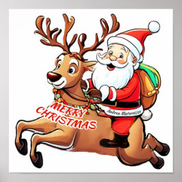 Póster Santa Claus Feliz Navidad