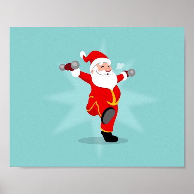 Póster Santa Claus haciendo ejercicios de fitness (Frente)