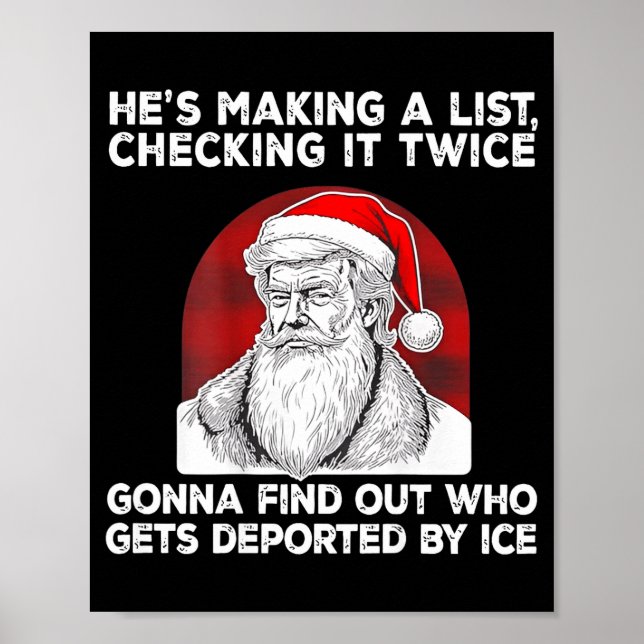 Póster Santa Claus He's Making A List Checking It Twice ( (Frente)