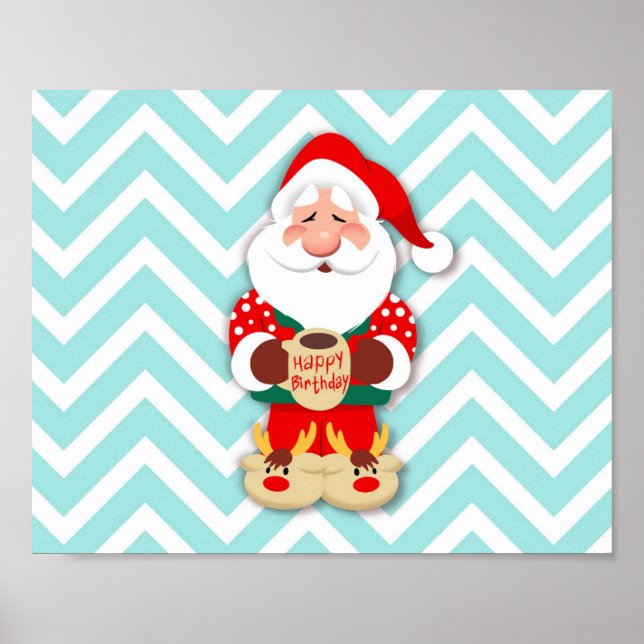 Póster Santa claus in red pajamas holding a mug (Frente)