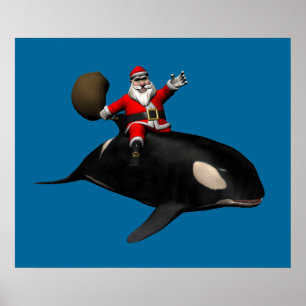 Póster Santa Claus Montando En Orca