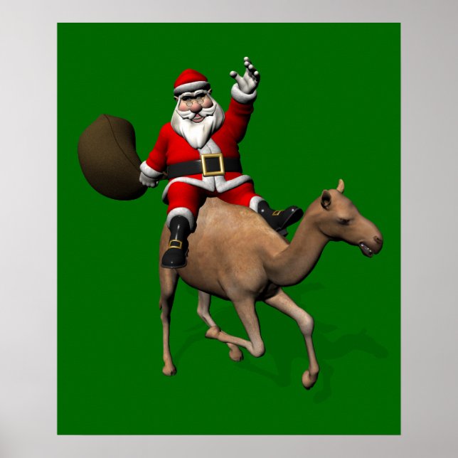 Póster Santa Claus montando un camello (Frente)