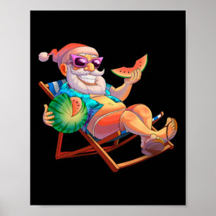 Póster Santa Claus Navidad En Julio Vacaciones De Verano 