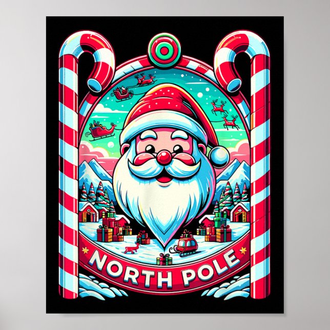 Póster Santa Claus Polo Norte Feliz Navidad (Frente)