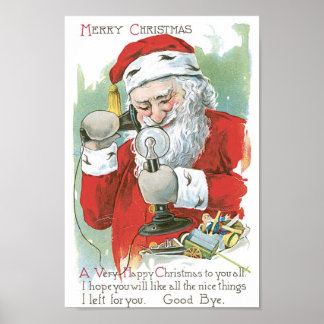 Póster Santa Claus por teléfono