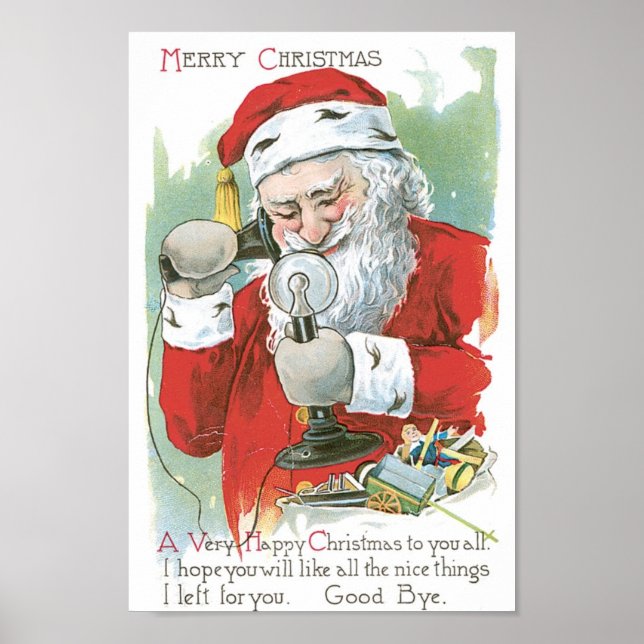 Póster Santa Claus por teléfono (Frente)
