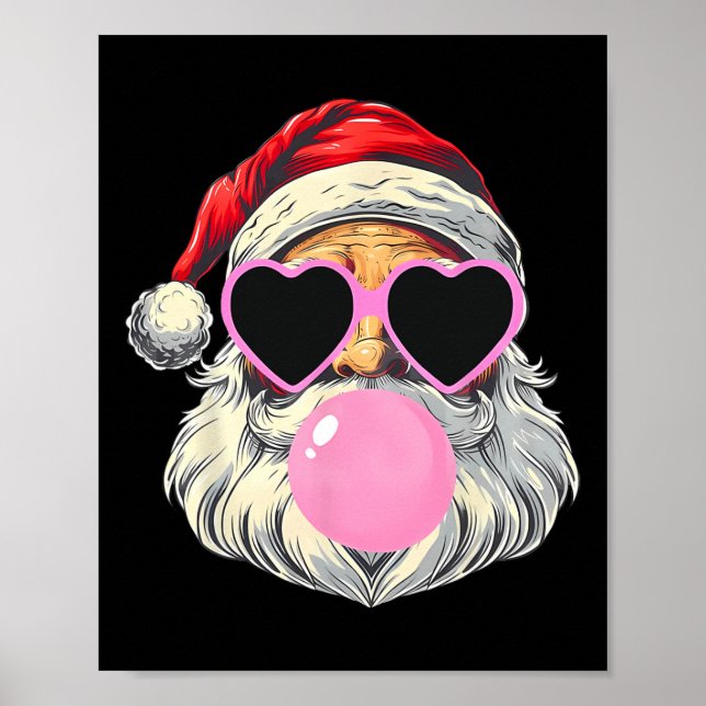 Póster Santa Claus resplandece la Goma de la Burbuja Rosa (Frente)
