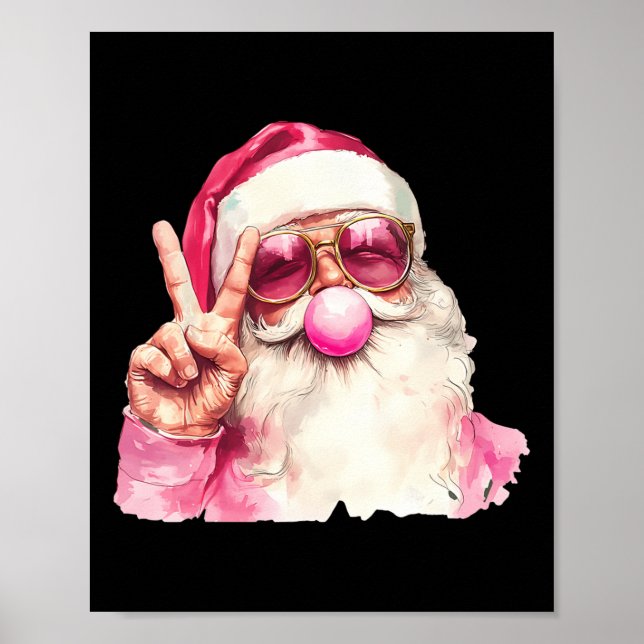 Póster Santa Claus resplandece la Goma de la Burbuja Rosa (Frente)