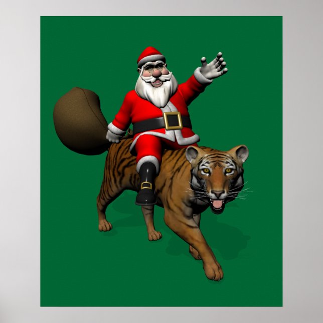 Póster Santa Claus Riding A Tiger (Frente)
