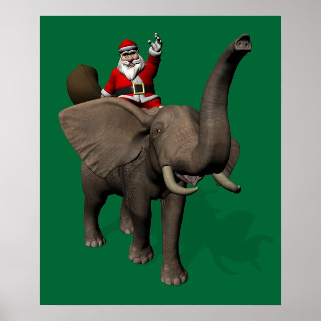 Póster Santa Claus Riding On Elephant (Frente)