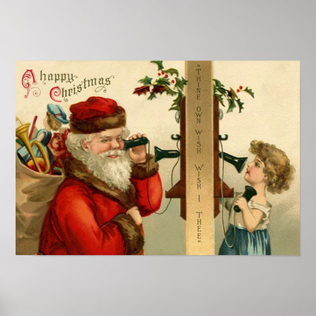 Póster Santa Claus Sack of Toys Holly Phone (Frente)