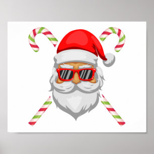 Póster Santa claus se enfrenta a gafas de sol caña dulce