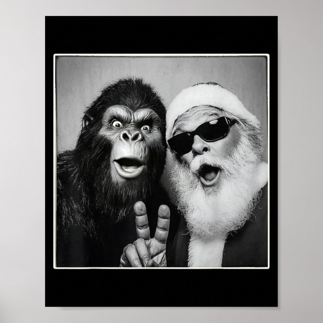 Póster Santa Claus Selfie Bigfoot Christmas Funny Sasquat (Frente)