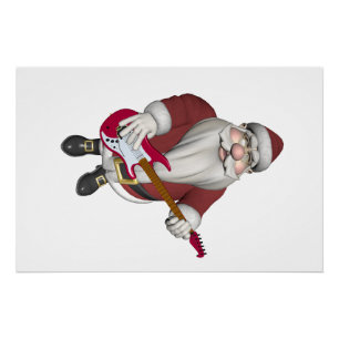 Póster Santa Claus tocando guitarra eléctrica