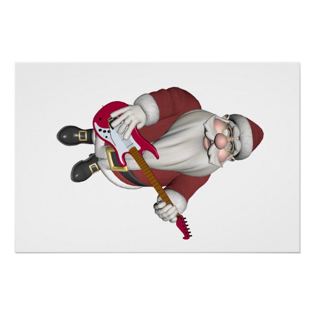 Póster Santa Claus tocando guitarra eléctrica (Anverso)