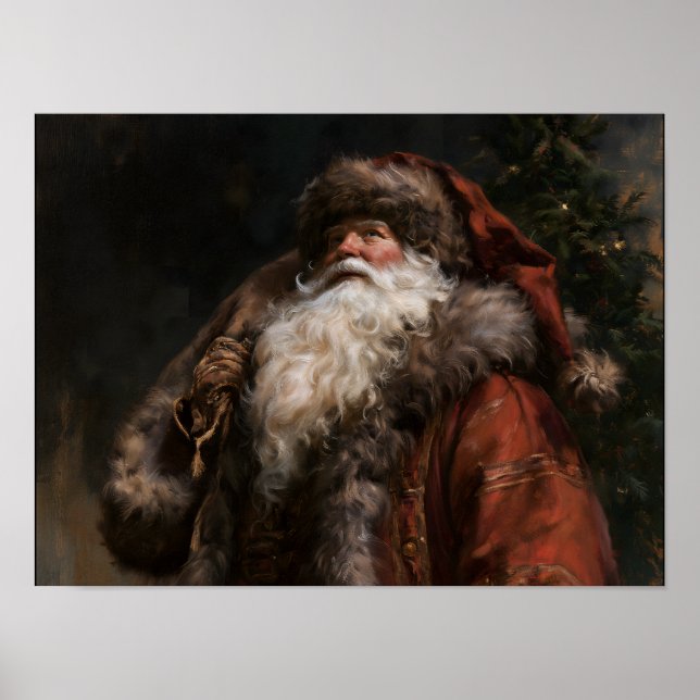 Póster Santa Claus tradicional (Frente)