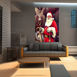 Póster Santa Claus un barco vigilipendiado   Poster de ar