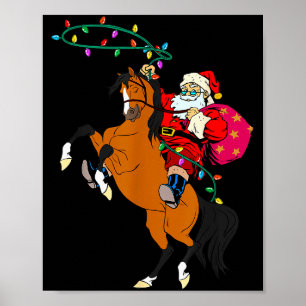 Póster Santa Claus Vaquero Montando Un Caballo Navidad Va