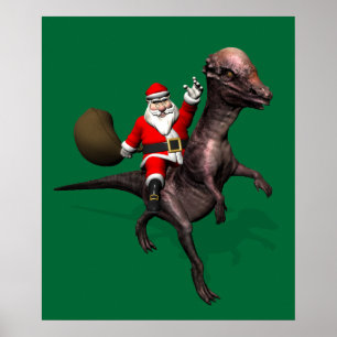 Póster Santa Claus Viajando En Pachyosaurus