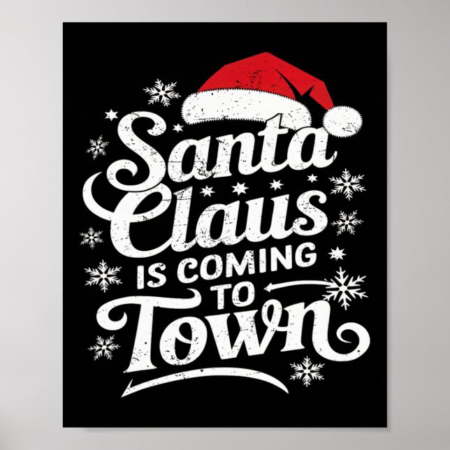 Póster Santa Claus Viene A La Ciudad Este Navidad (Frente)