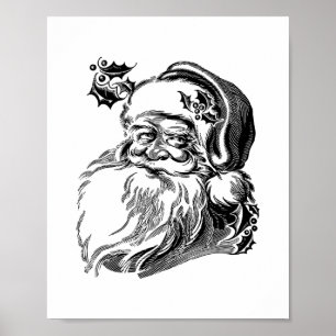 Póster Santa Claus vintage anticuado