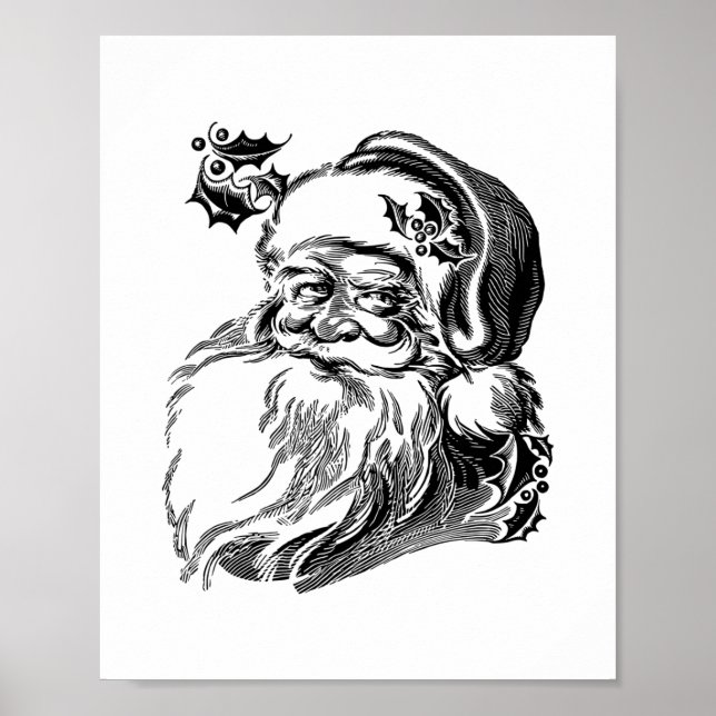 Póster Santa Claus vintage anticuado (Frente)