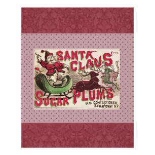 Póster Santa Claus Vintage Caramelos Azucarados Anuncio A