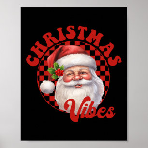 Póster Santa Claus Vintage Retro Feliz Navidad Xmas Hombr