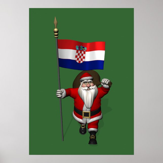 Póster Santa Claus visitando Croacia (Frente)