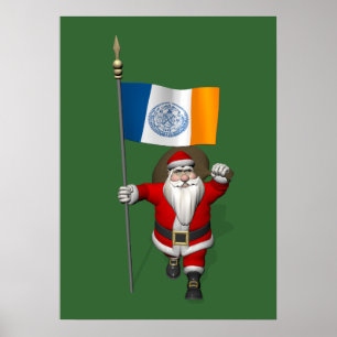 Póster Santa Claus With Ensign Of New York City