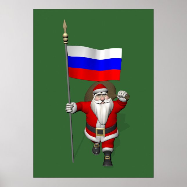 Póster Santa Claus With Ensign Of Russia (Frente)