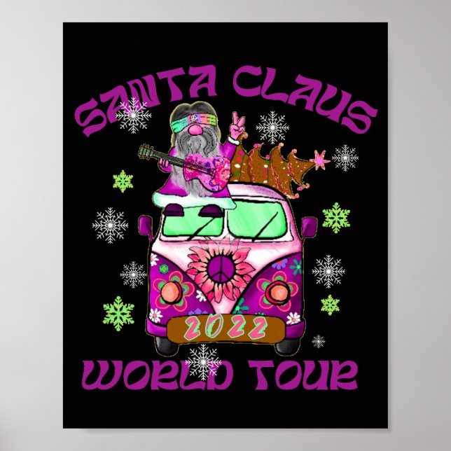 Póster SANTA CLAUS WORLD TOUR estilo de los 70 graciosos (Frente)