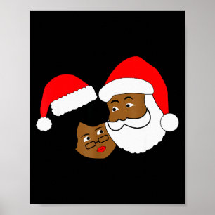 Póster Santa Claus y la Sra. Claus amorosos negros Navida