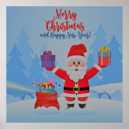 Póster Santa Claus y regalos