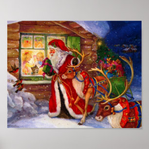 Póster Santa claus y rudolph