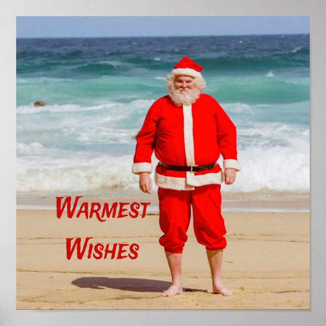 Póster Santa Cláusula en Beach Warmest Desearía un humor  (Frente)