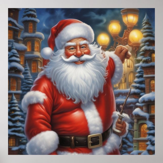 Póster Santa Cláusula Feliz Navidad Feliz Año Nuevo (Frente)