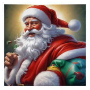 Póster Santa Cláusula Feliz Navidad Feliz Año Nuevo