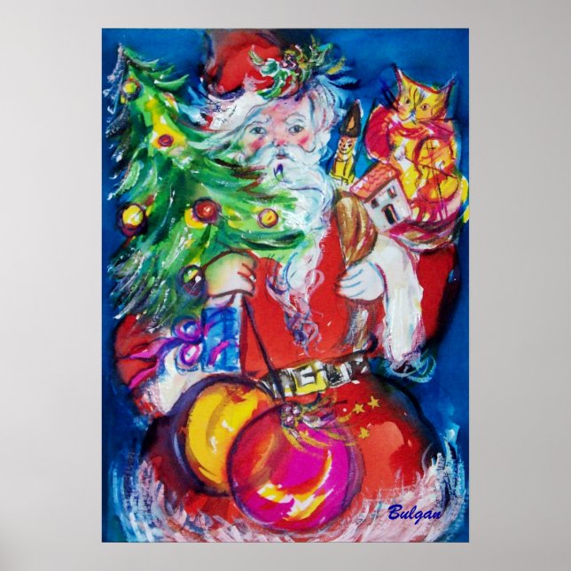 PÓSTER SANTA CON ÁRBOL DE NAVIDAD Y REGALOS (Frente)