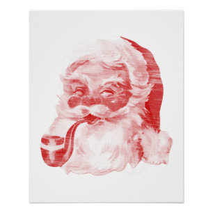 Póster Santa con estilo Letrpresor Retro