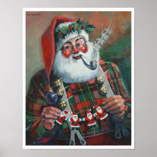 Póster Santa con Garland