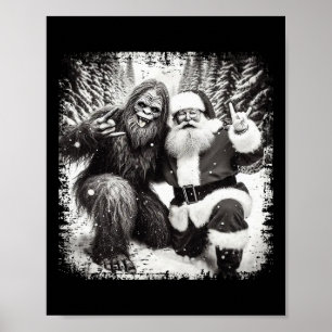 Póster Santa Con Luces De Navidad De Bigfoot Divertido Sa