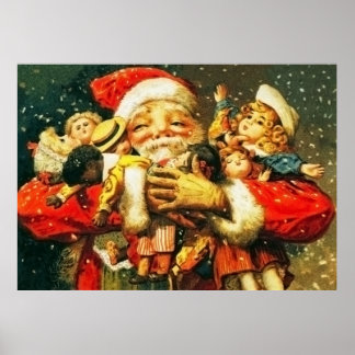 Póster Santa con muñecas