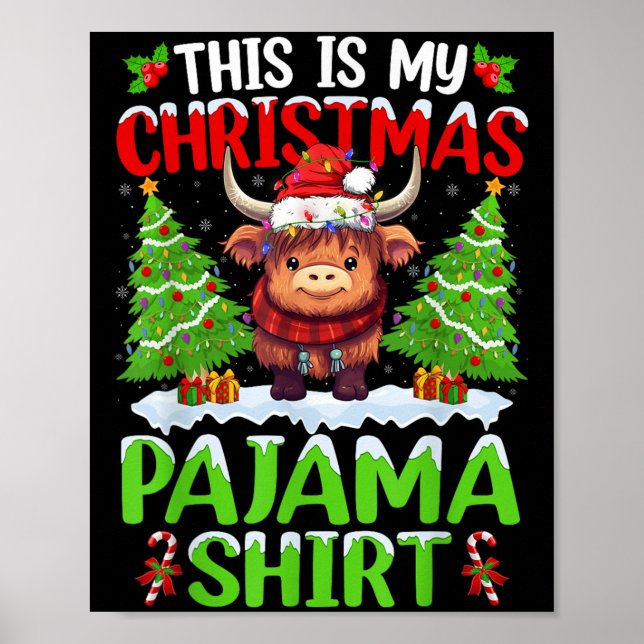 Póster Santa Cow Xmas Tree Lights This Is My Christmas Pa (Frente)