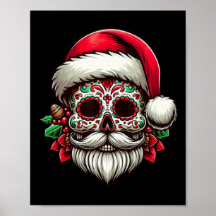 Póster Santa Cráneo de Azúcar México Calavera Navidad Día
